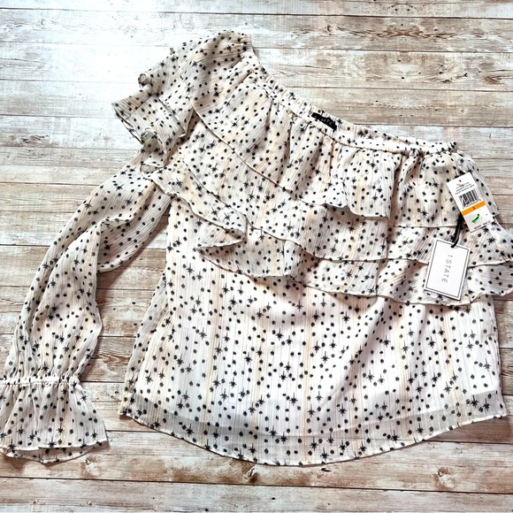 💚1.State NWT one-sleeve ruffled top - Picture 1 of 8